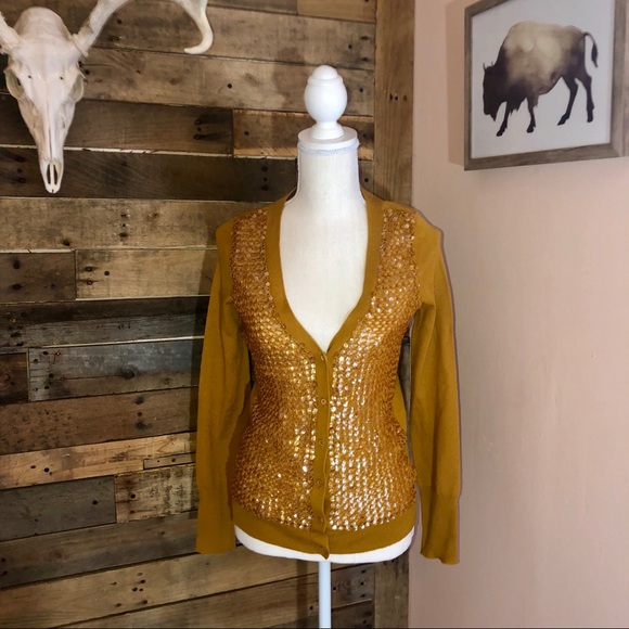 J. Crew Sweaters - J.Crew mustard yellow sequin cardigan